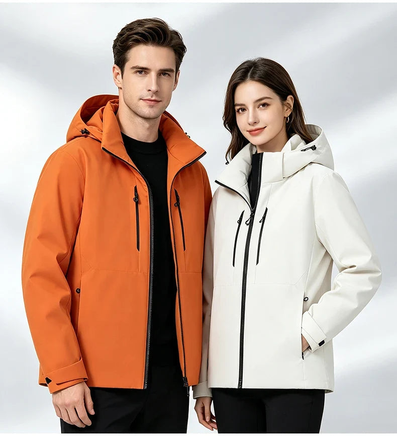 Windbreaker Jacke für Damen und Herren in Orange und Weiß
