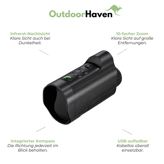 Nachtsichtgerät mit 10-fach Zoom – USB-Aufladbar, Infrarot & Mit Kompass