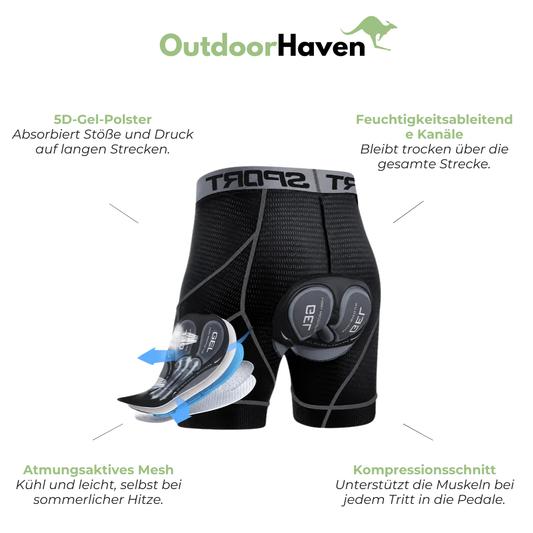 Herren-Radhose - 5D-Gelpolster - Atmungsaktives Mesh