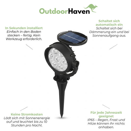 Solar-Gartenstrahler LED IP65 – 180° Verstellbar – Set mit 2 Stück