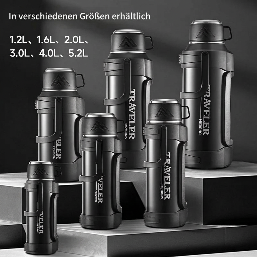 Isolierkanne 2 Liter - Edelstahl mit Tragegriff - 72 Stunden