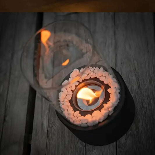 Bioethanol Tischkamin Rund - Glas-Tischfeuer für Innen & Außen