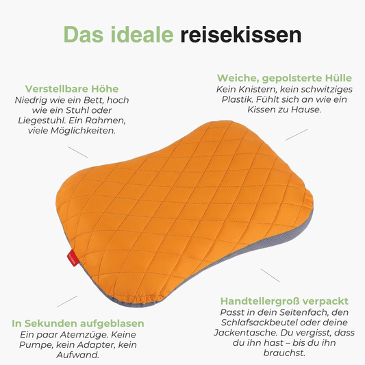 Aufblasbares Reisekissen für Camping – Ultraleicht, faltbar