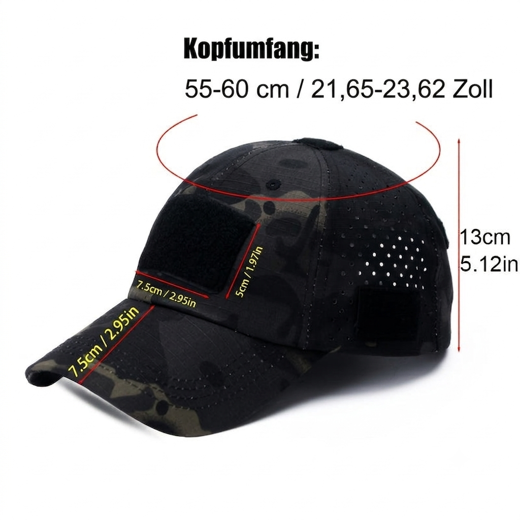 Herren-Camouflage-Tactical-Cap - Atmungsaktiv - Brillenhalter
