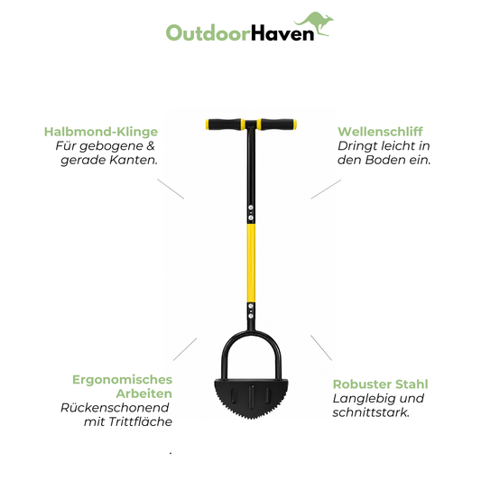 Rasenkantenstecher – Halbmond-Design mit Wellenschliff für saubere Rasenkanten