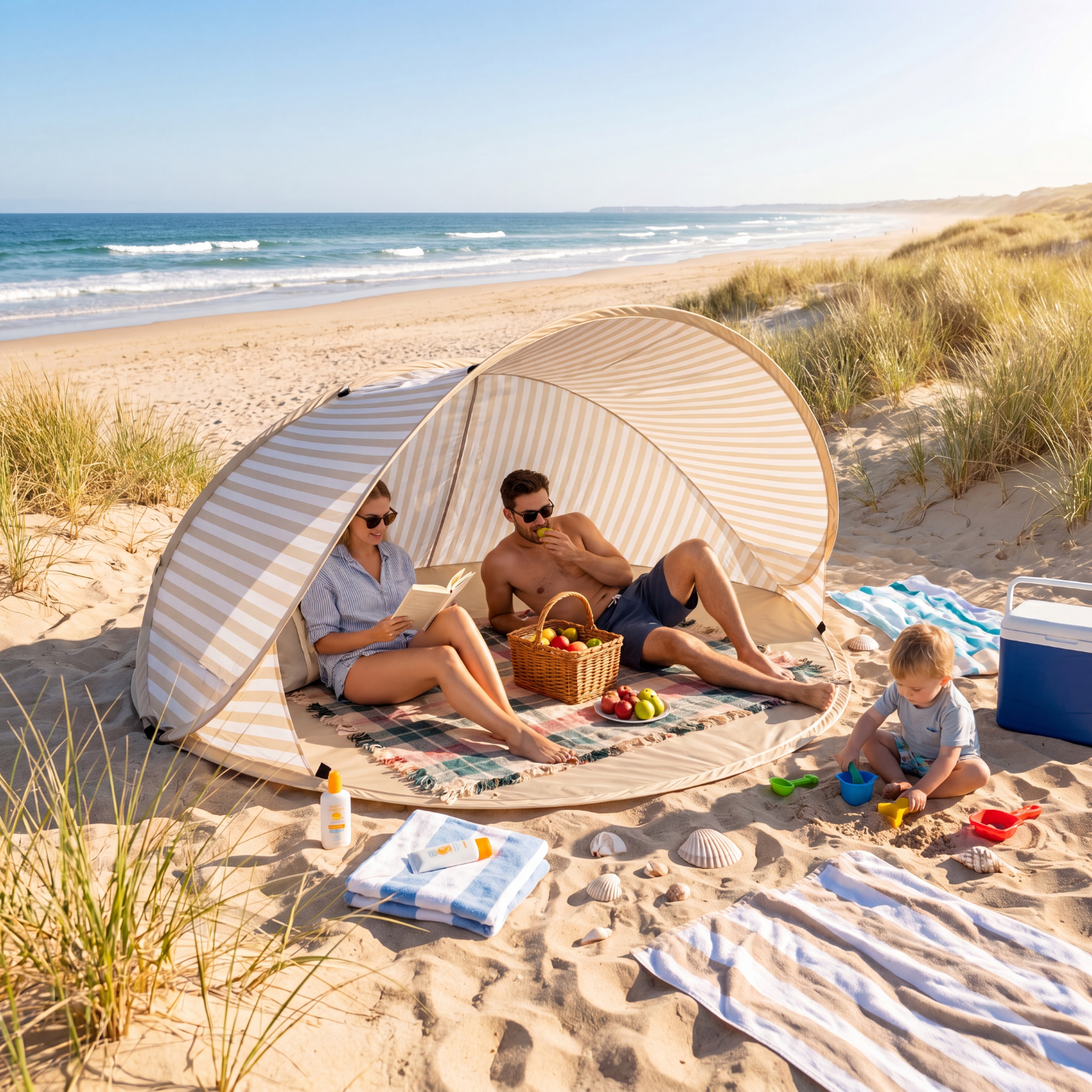 Pop-Up Strandzelt für 2 Personen – Sofort Aufgebaut & UV-Schutz