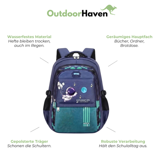 Schulrucksack für Jungen - Astronauten-Motiv - 3 Fächer