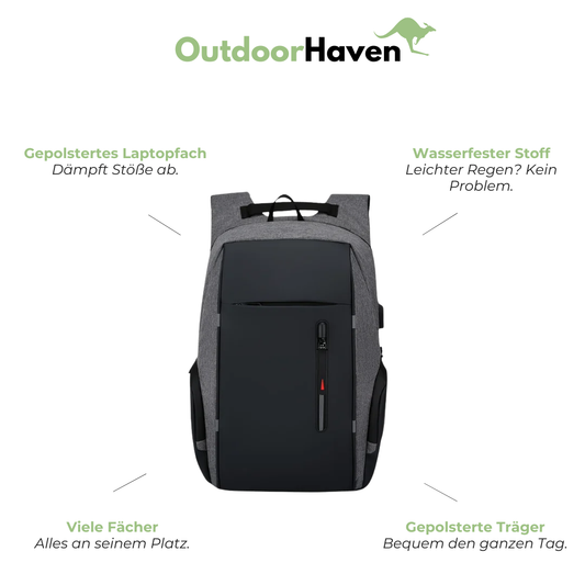 Schulrucksack für Laptop 15,6" - mit USB-Anschluss - diebstahlsicher