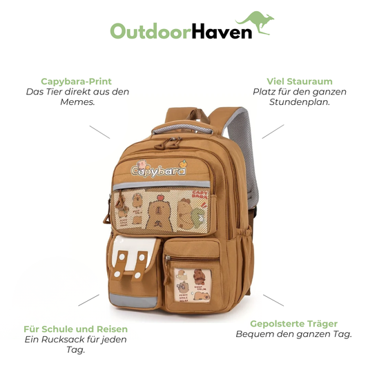 Schulrucksack für Kinder - Capybara-Motiv - leicht