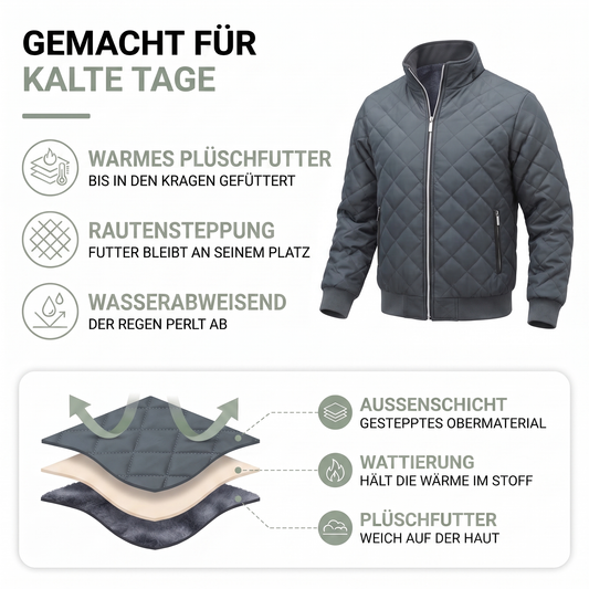 Steppjacke Herren - Gefüttert mit Plüschfutter - Stehkragen