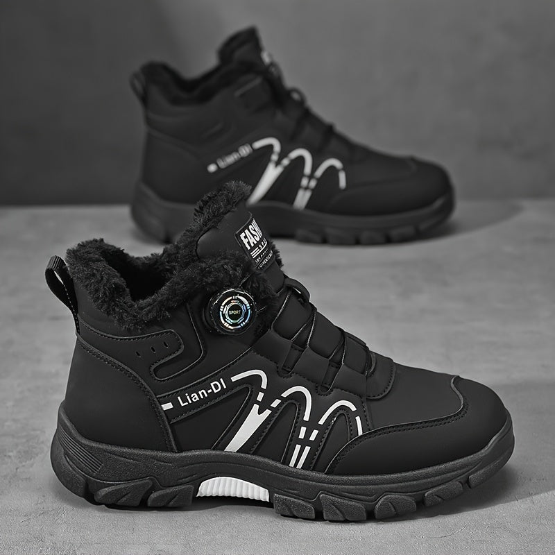 Schwarze Sneaker-Boots Herren, Paar mit Profilsohle