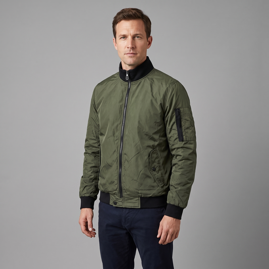 Herrenjacke mit Stehkragen - Leichte Übergangsjacke - Ärmeltasche