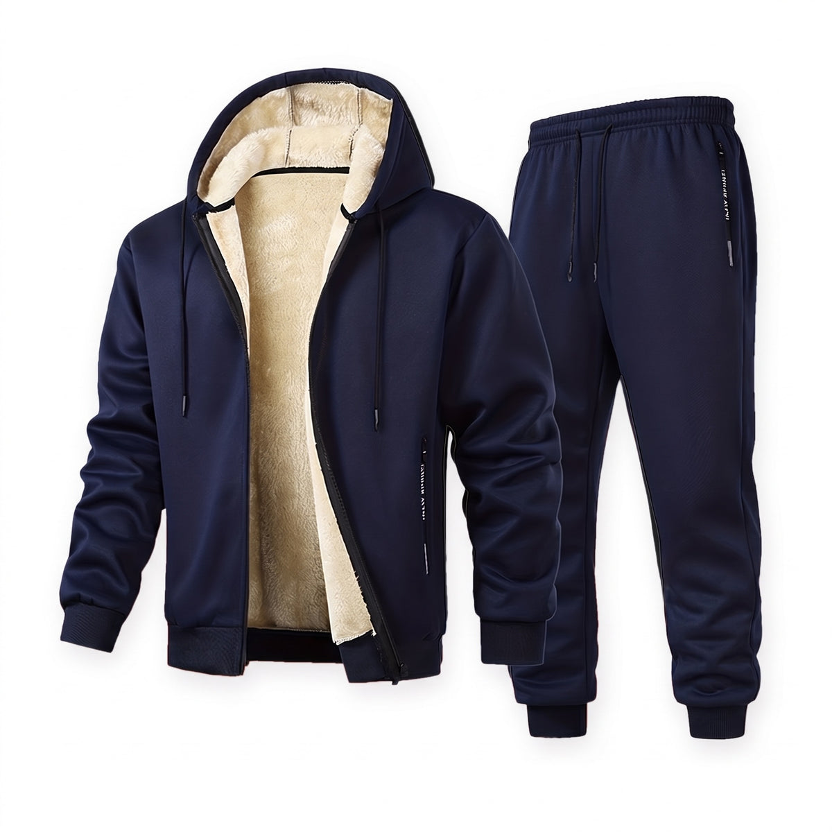 Jogginganzug Herren in Marineblau mit Kapuze und Reißverschlusstaschen