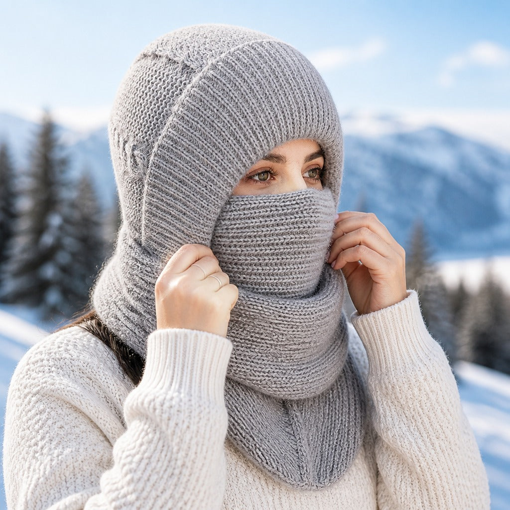 Mütze Schal Set Damen - Gefütterte Schlupfmütze mit Schal - Strick – 7