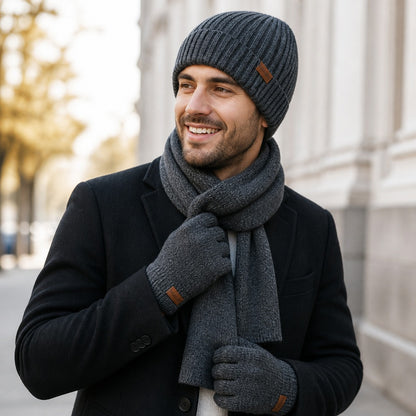 Wintermütze Herren - Set mit Schal und Handschuhen - Plüschfutter – 8