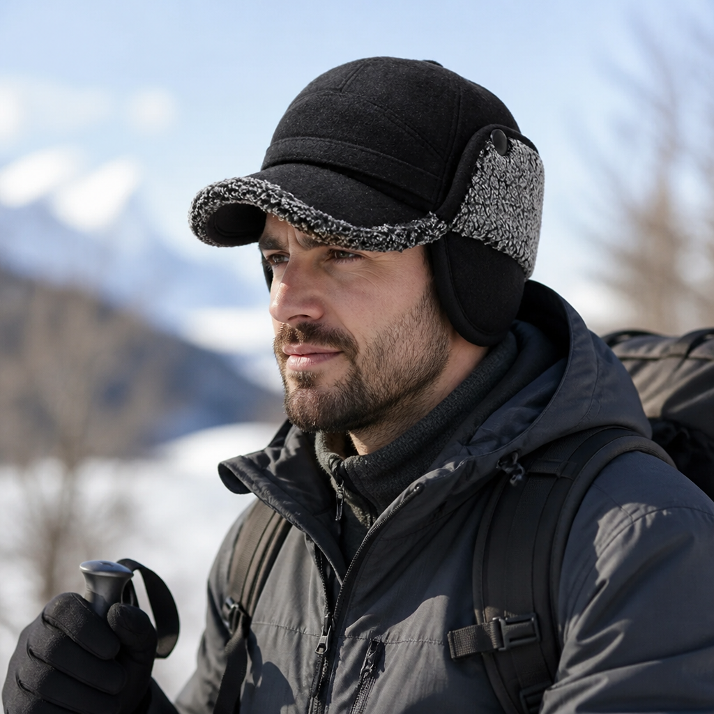 Mütze mit Ohrenklappen - Wintermütze mit Schirm - Fleece & Nackenschutz – 2