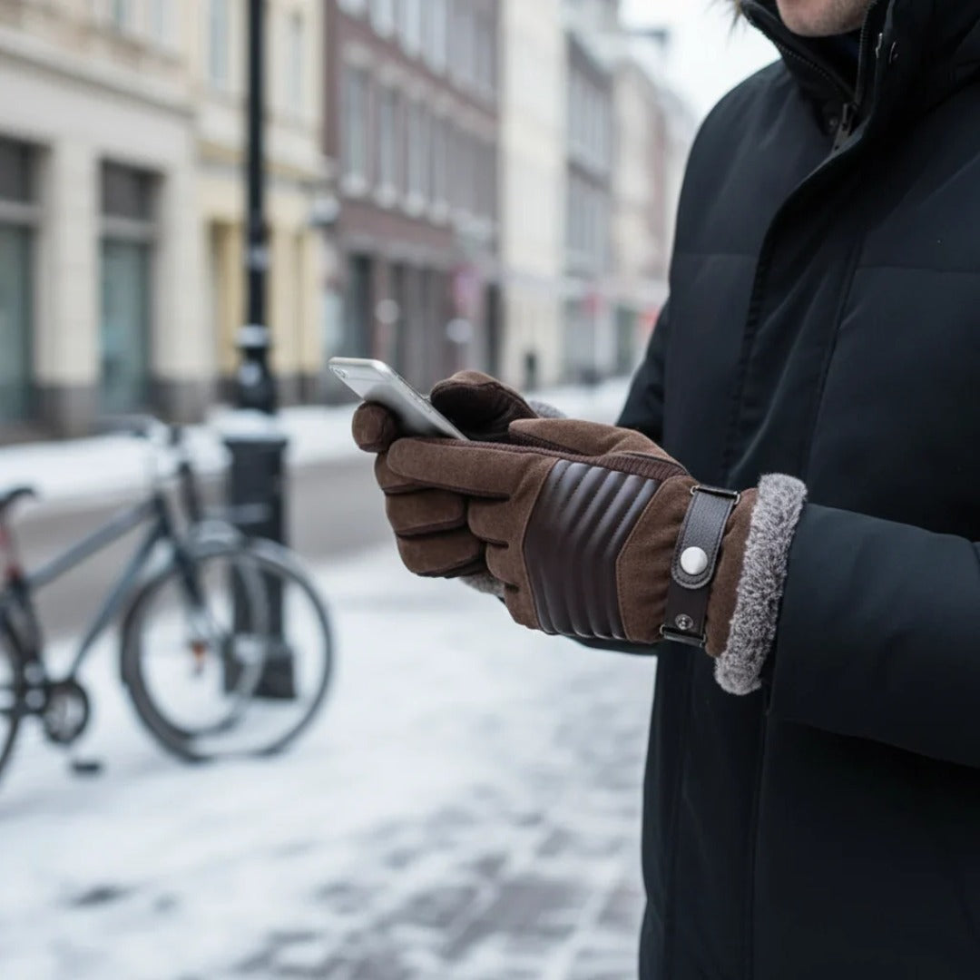 Winterhandschuhe Herren - Touchscreen-Handschuhe gefüttert - Wildlederoptik – 6