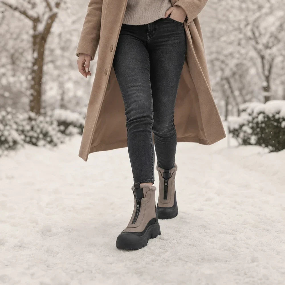 Winterstiefel Damen Gefüttert - Reißverschluss vorne - Profilsohle – 4