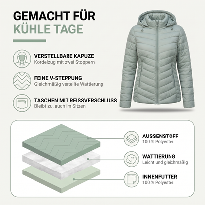 Steppjacke Damen - Verstellbare Kapuze - Leicht Wattiert