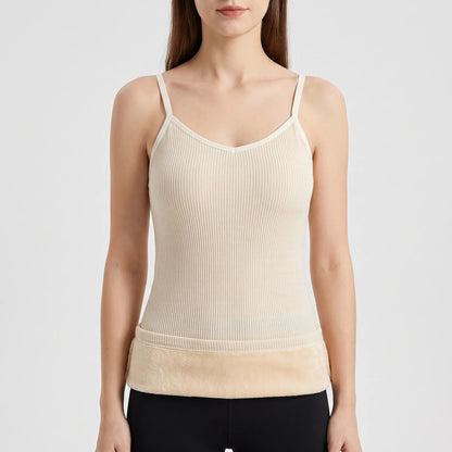 Thermo Unterhemd Damen in Creme – Produktfoto mit V-Ausschnitt