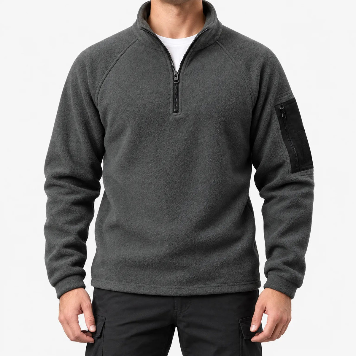Fleecepullover Herren in Grau – Produktfoto