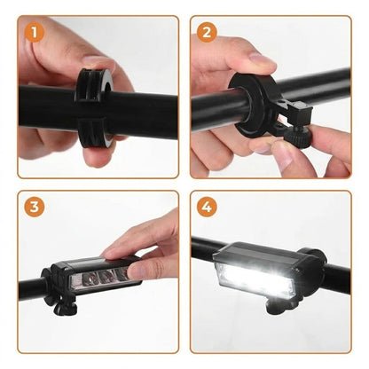 Fahrrad-Frontlicht LED Montage in 4 Schritten am Lenker