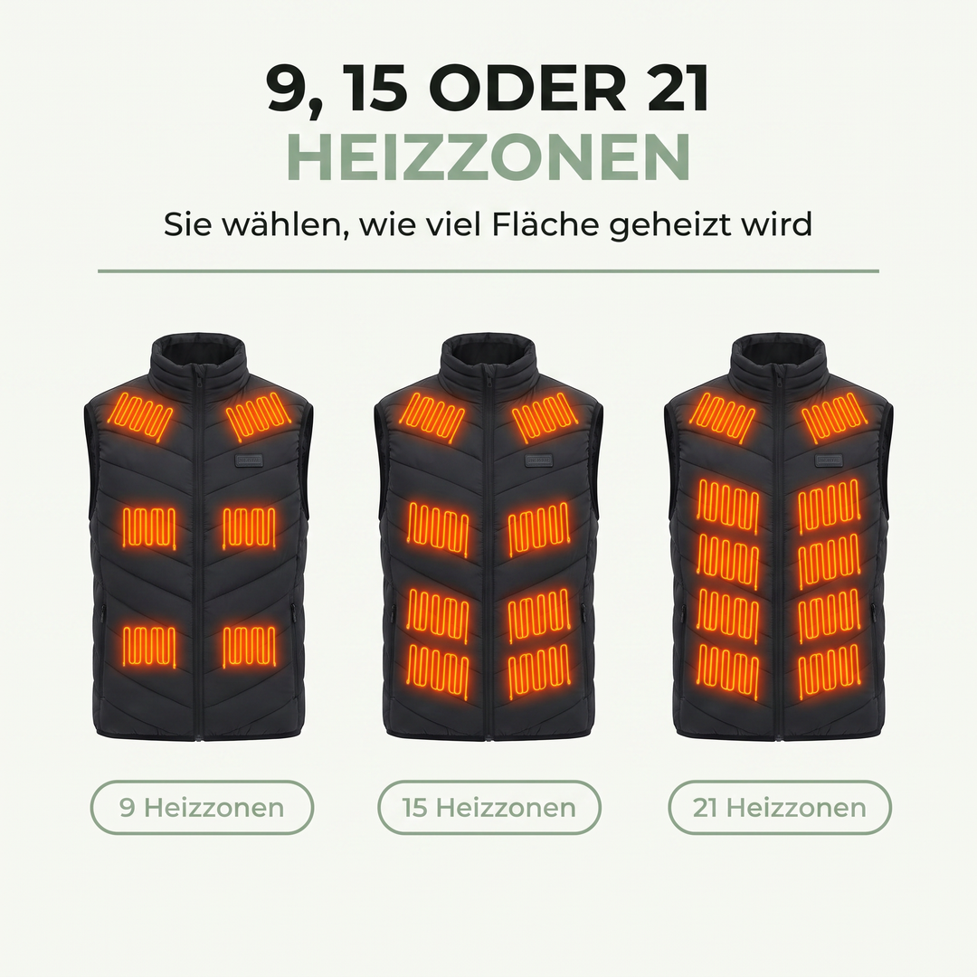 Beheizte Weste – 9, 15 oder 21 Heizzonen