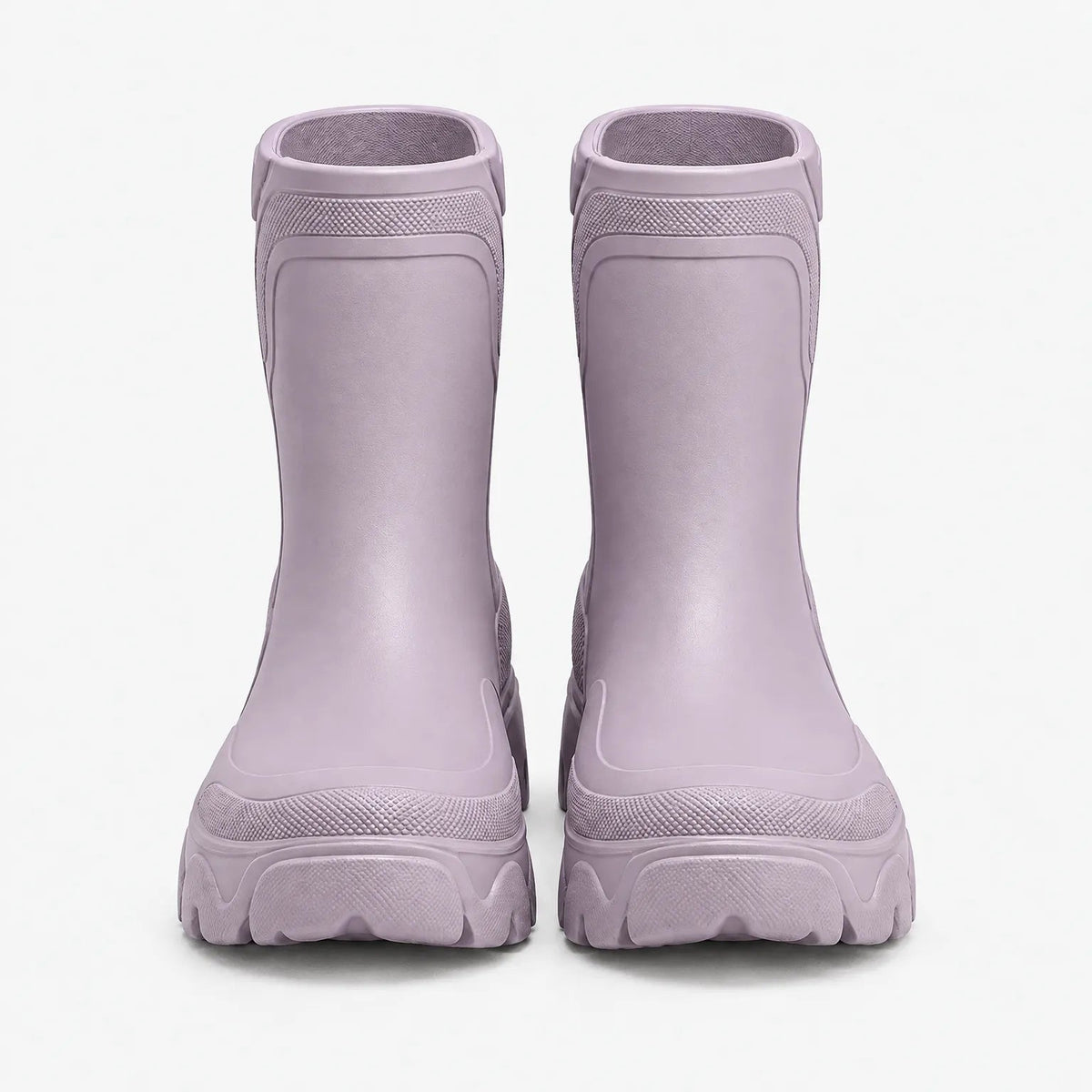 Gummistiefel Damen kurz in Flieder – Paar von vorne