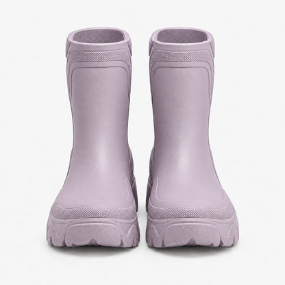 Gummistiefel Damen kurz in Flieder – Paar von vorne