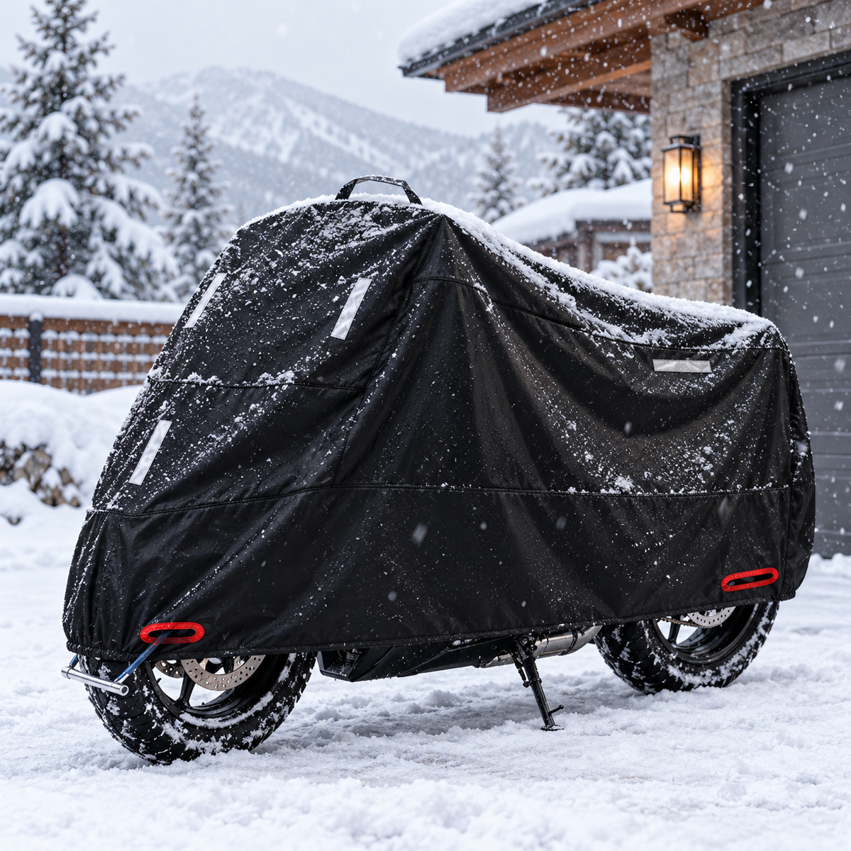 Motorradabdeckung im Schnee – wetterfester Schutz im Winter