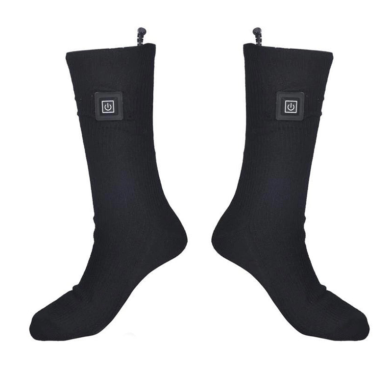 Beheizbare Socken in Schwarz als Paar – gerippter Strick mit Ein-/Aus-Taste am Schaft