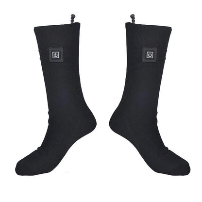 Beheizbare Socken in Schwarz als Paar – gerippter Strick mit Ein-/Aus-Taste am Schaft