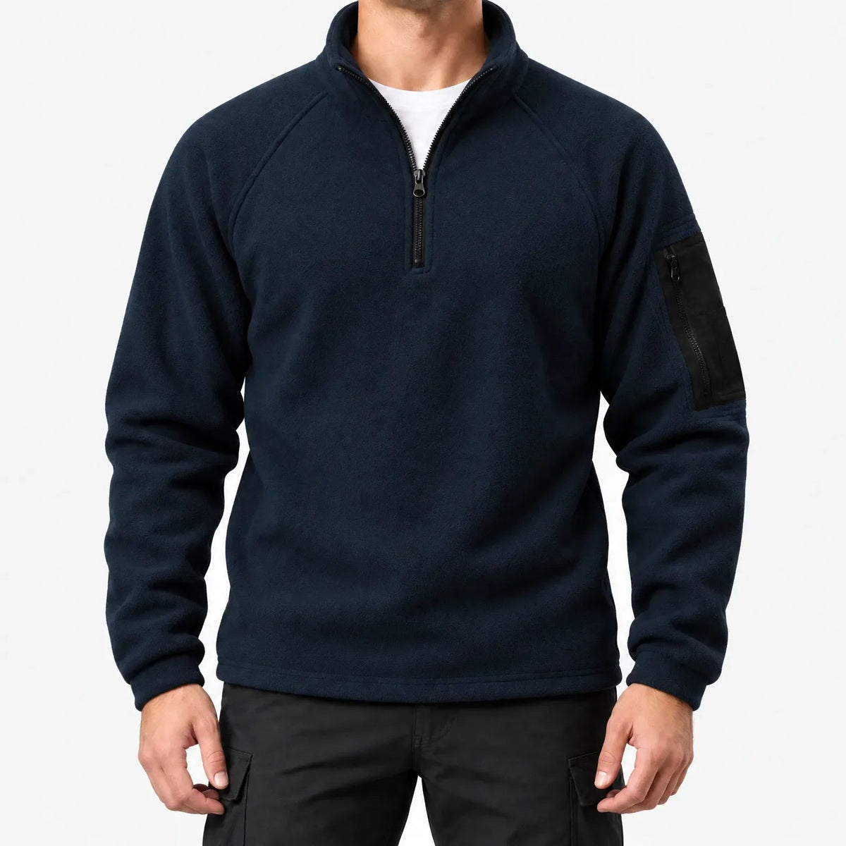 Fleecepullover Herren in Marineblau – Produktfoto