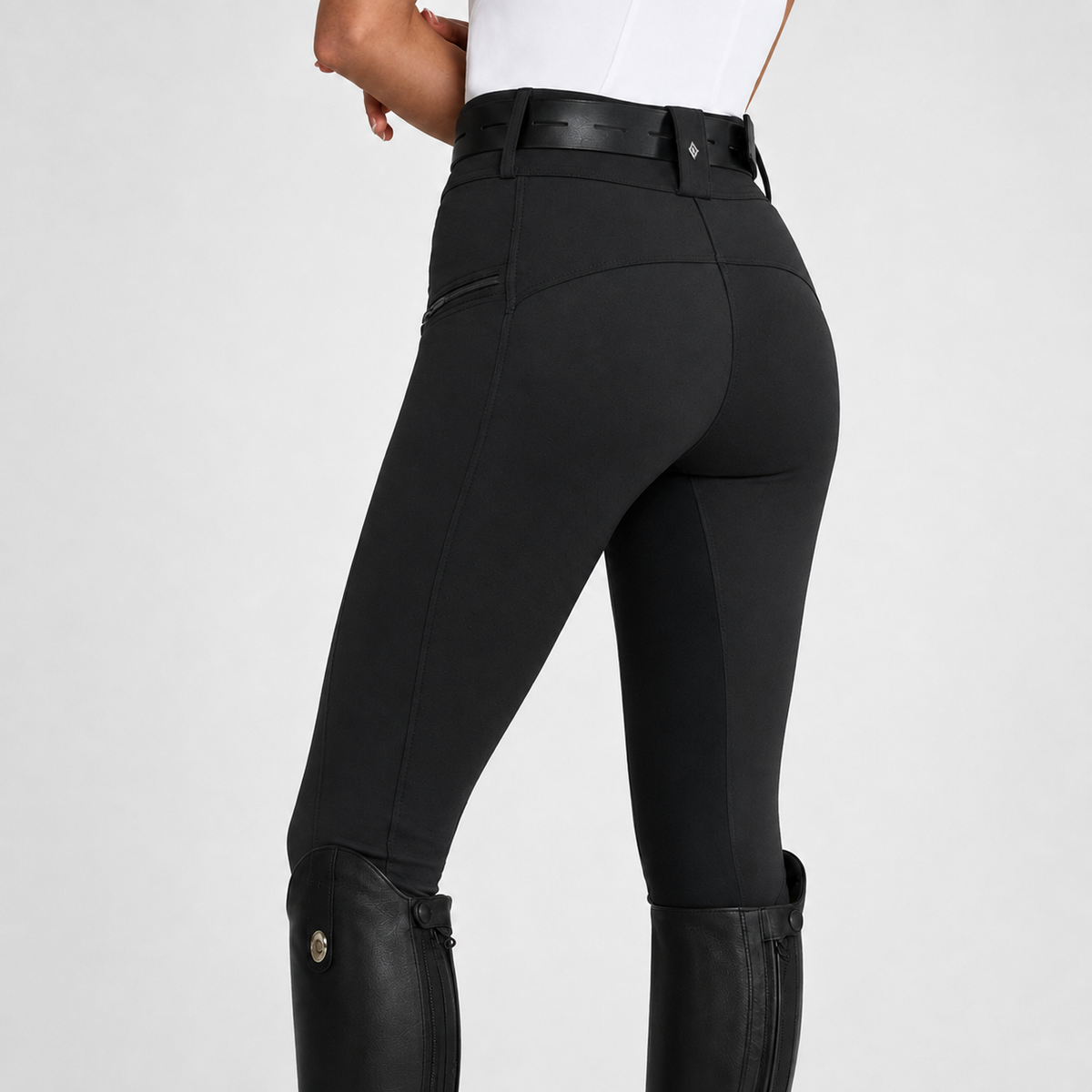 Reithose Damen in Schwarz mit breitem Bund und Gürtelschlaufen