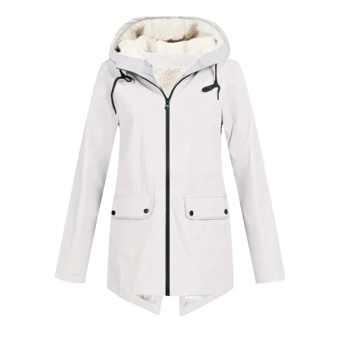 Übergangsjacke Damen - Regenjacke - Fleecegefüttert mit Kapuze