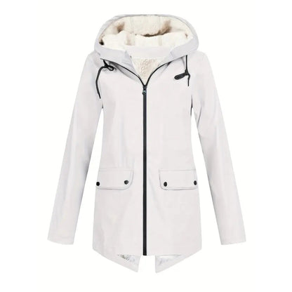Übergangsjacke Damen - Regenjacke - Fleecegefüttert mit Kapuze