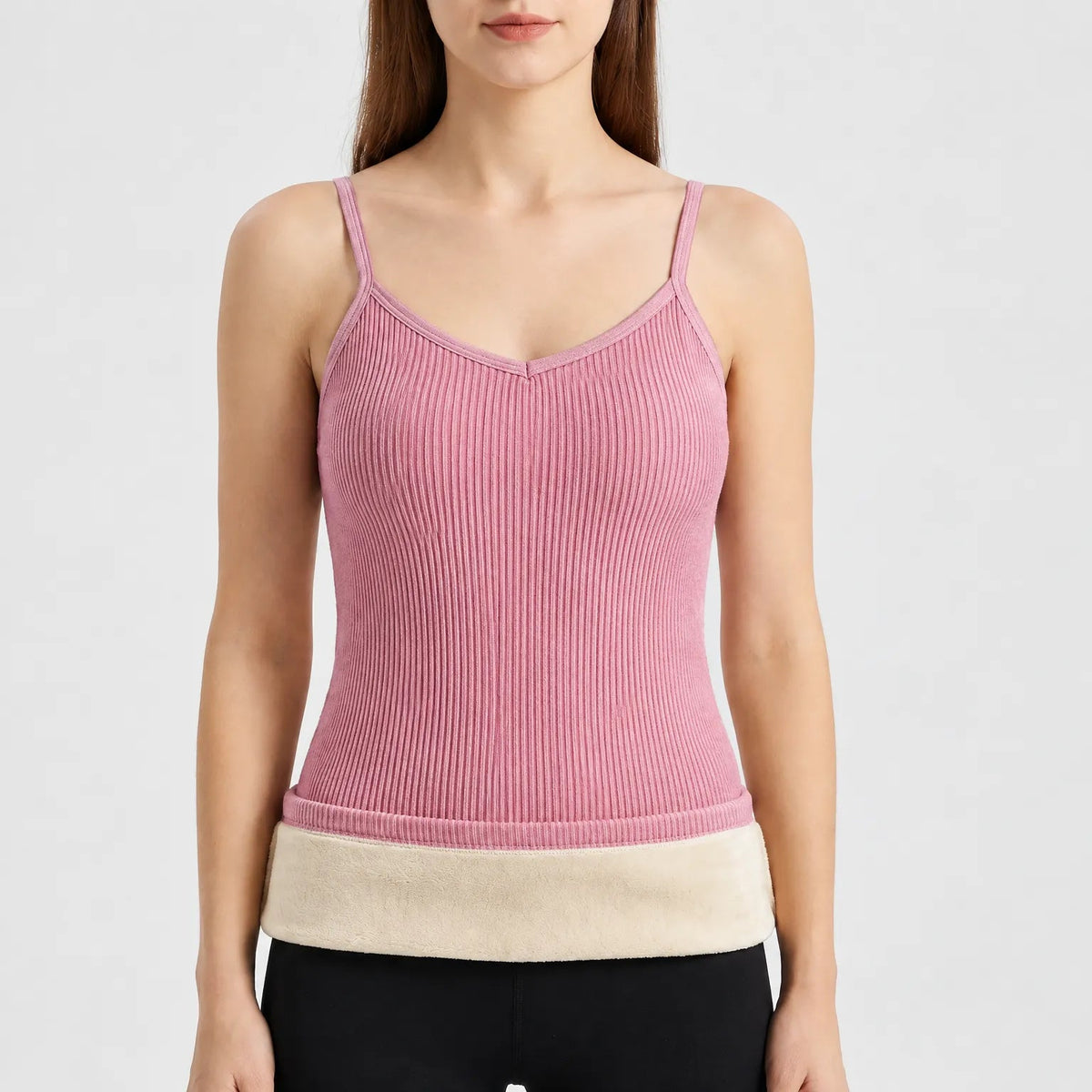 Thermo Unterhemd Damen in Rosa – Produktfoto mit schmalen Trägern