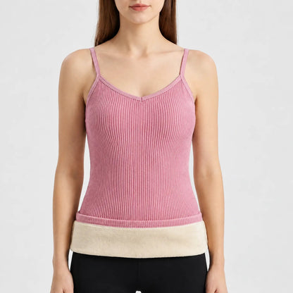 Thermo Unterhemd Damen in Rosa – Produktfoto mit schmalen Trägern