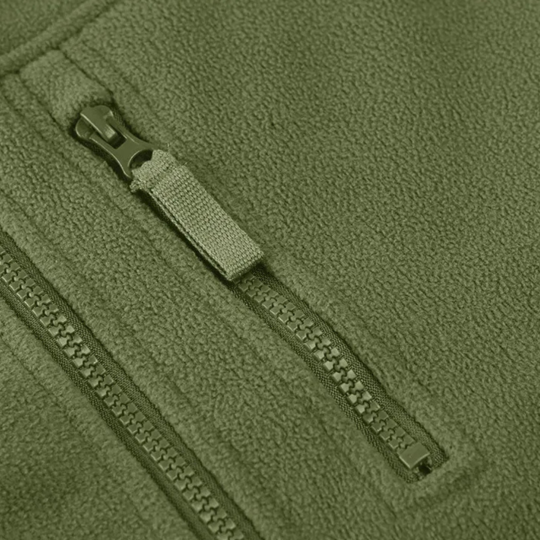 Taktische Fleecejacke Herren coyote-braun mit Stehkragen