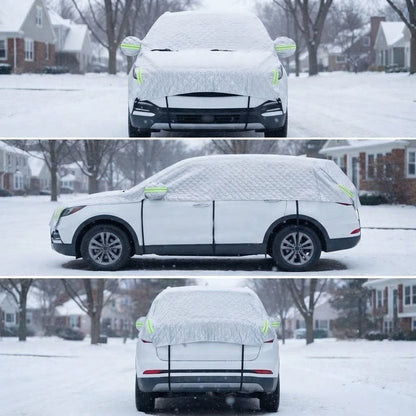 Autoabdeckung SUV Silber von vorne, von der Seite und von hinten