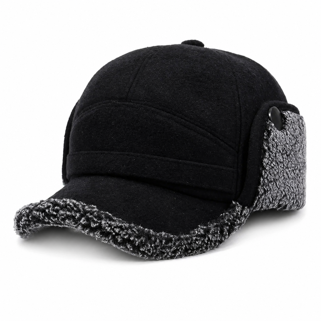 Mütze mit Ohrenklappen - Wintermütze mit Schirm - Fleece & Nackenschutz – 1