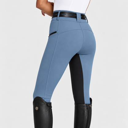 Reithose Damen in Graublau mit schwarzem Kontrastbesatz