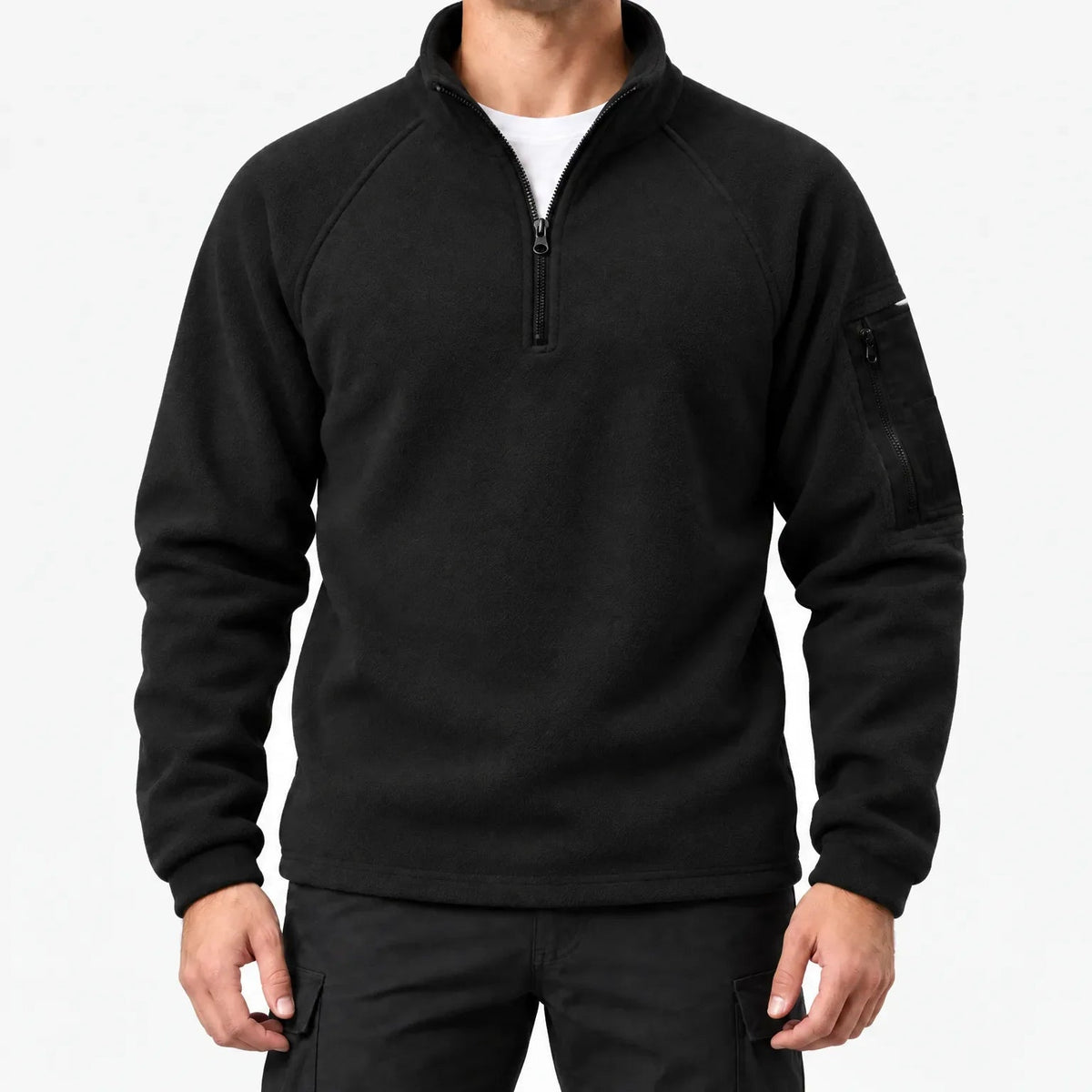 Fleecepullover Herren in Schwarz – Produktfoto