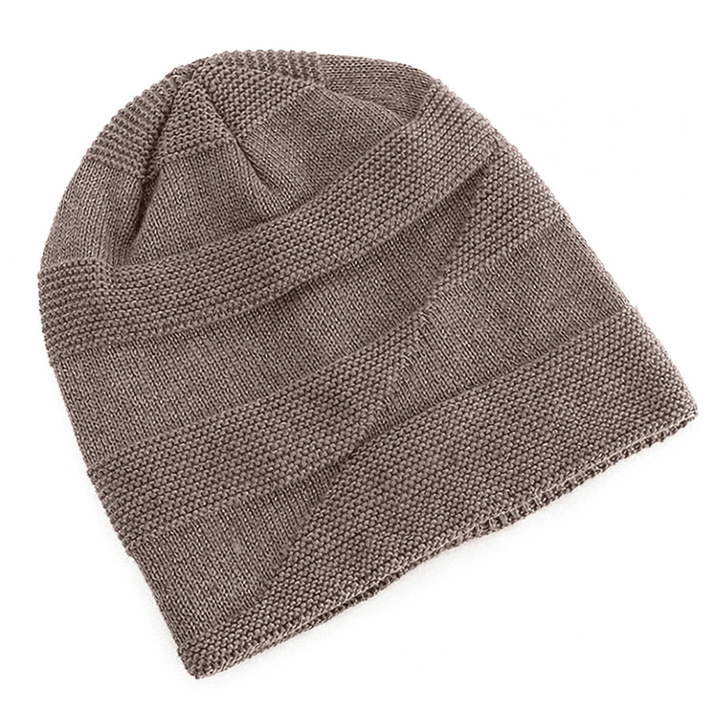 Slouchy-Strickmütze in Taupe – Strickmuster von oben