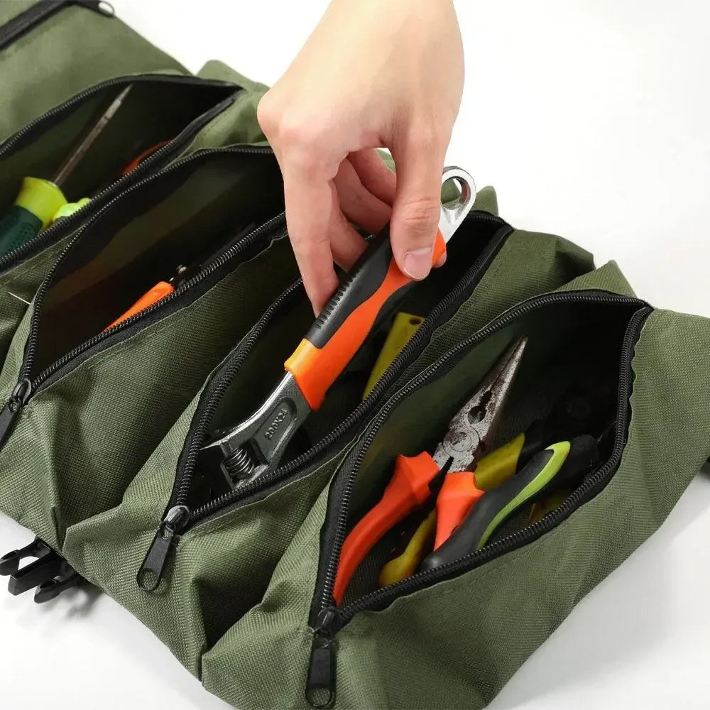 Werkzeugtasche mit Reißverschlussfächern – Zange und Schlüssel griffbereit