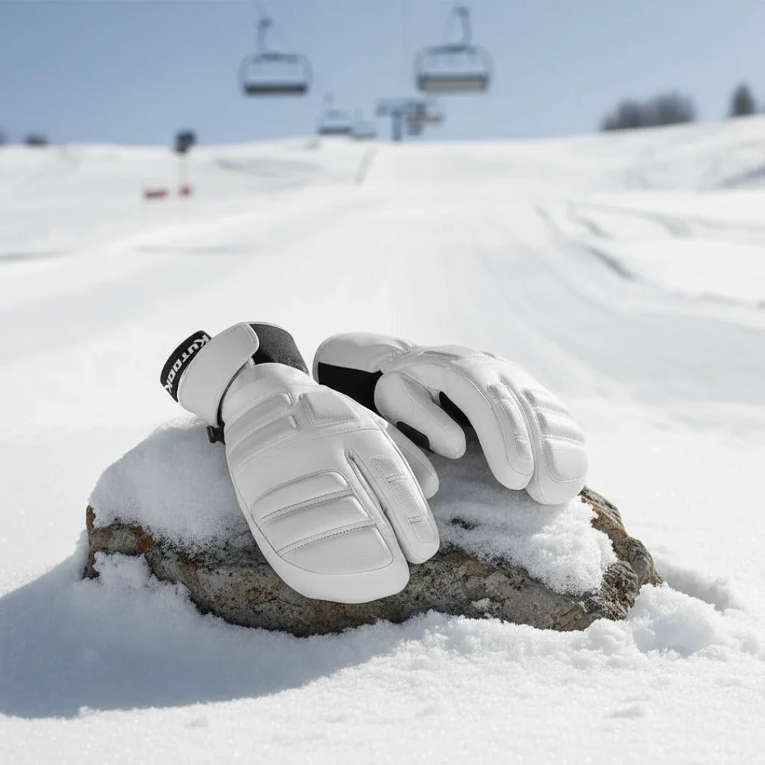 Skihandschuhe Gefüttert - 3 Finger oder 5 Finger - Mit Handgelenkschlaufe – 6