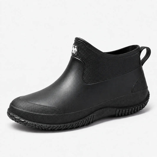 Kurze Gummistiefel Damen in Schwarz – Produktfoto auf Weiß