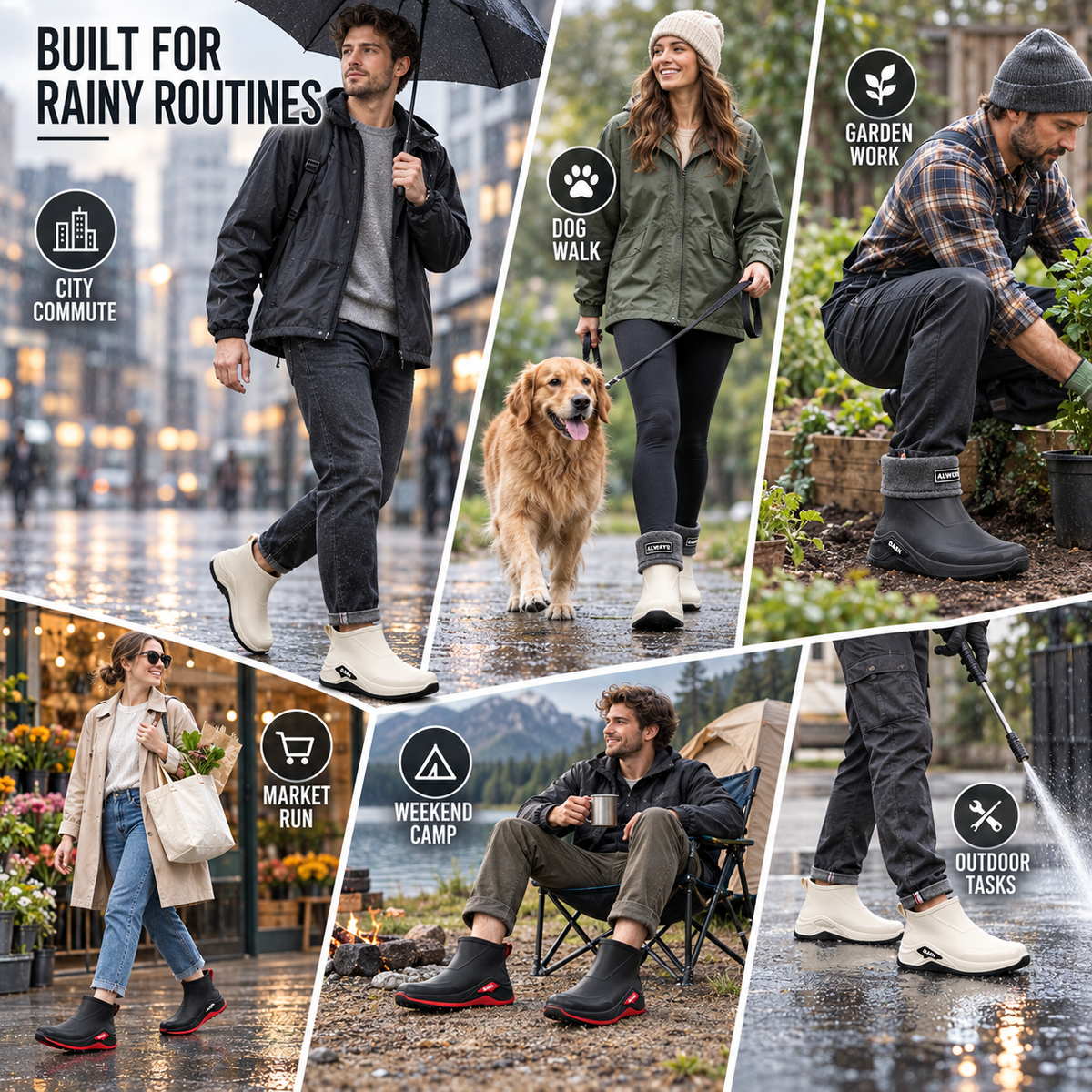 Gummistiefel Herren kurz im Alltag: Stadt, Hundespaziergang, Garten und Ausflug