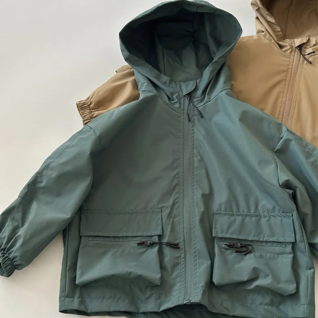 Regenjacke Kinder - wasserdicht mit Kapuze - Übergangsjacke Jungen