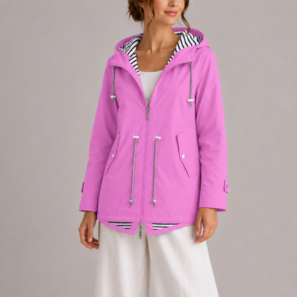 Regenjacke Damen mit Kapuze - Wasserabweisend - Gestreiftes Innenfutter